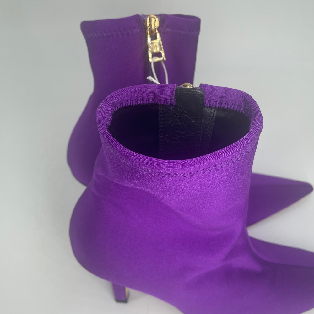 Good American Cinder-Ella Purple Neoprene Sock Boots Pointed Toe Stiletto Size 9 - Picture 6 of 10